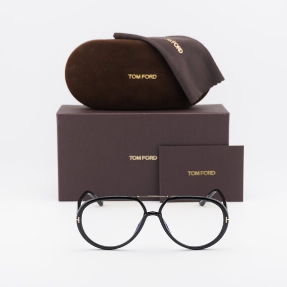 Tom Ford FT5838-B 001 Aviator Eyeglasses 57mm - Black/Blue Light Block - Picture 3 of 9